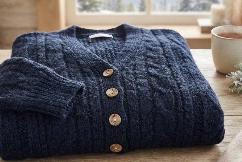 Hand-Knitted Winter Cardigan — alternate view